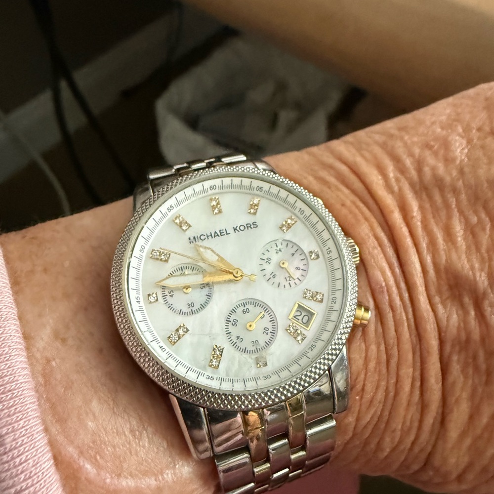 Michael Kors Silver Watch with White Dial